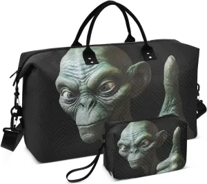 Large Travel Duffel Bag, Alien Good Sign Sport Tote Gym Bag, Shoulder Weekender Overnight Bag for Women Men, Carry On Luggage with Toiletry Bag