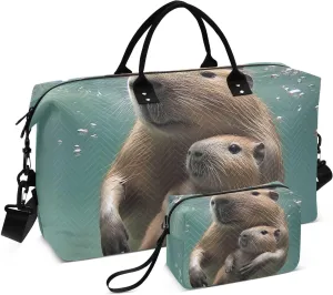 Large Travel Duffel Bag, Beaver Swim Underwater Sport Tote Gym Bag, Shoulder Weekender Overnight Bag for Women Men, Carry On Luggage with Toiletry Bag
