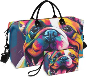 Large Travel Duffel Bag, Colorful Dog Tongue Sport Tote Gym Bag, Shoulder Weekender Overnight Bag for Women Men, Carry On Luggage with Toiletry Bag