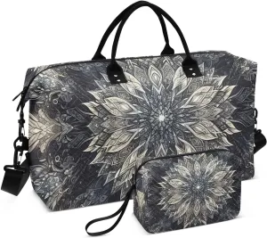 Large Travel Duffel Bag, Crystal Pattern Modern Sport Tote Gym Bag, Shoulder Weekender Overnight Bag for Women Men, Carry On Luggage with Toiletry Bag