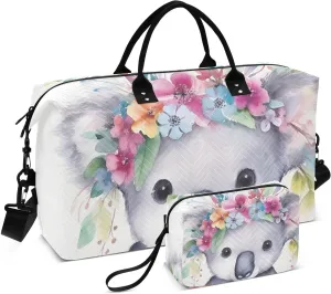 Large Travel Duffel Bag, Cute Koala Garland Colorful Sport Tote Gym Bag, Shoulder Weekender Overnight Bag for Women Men, Carry On Luggage with Toiletry Bag