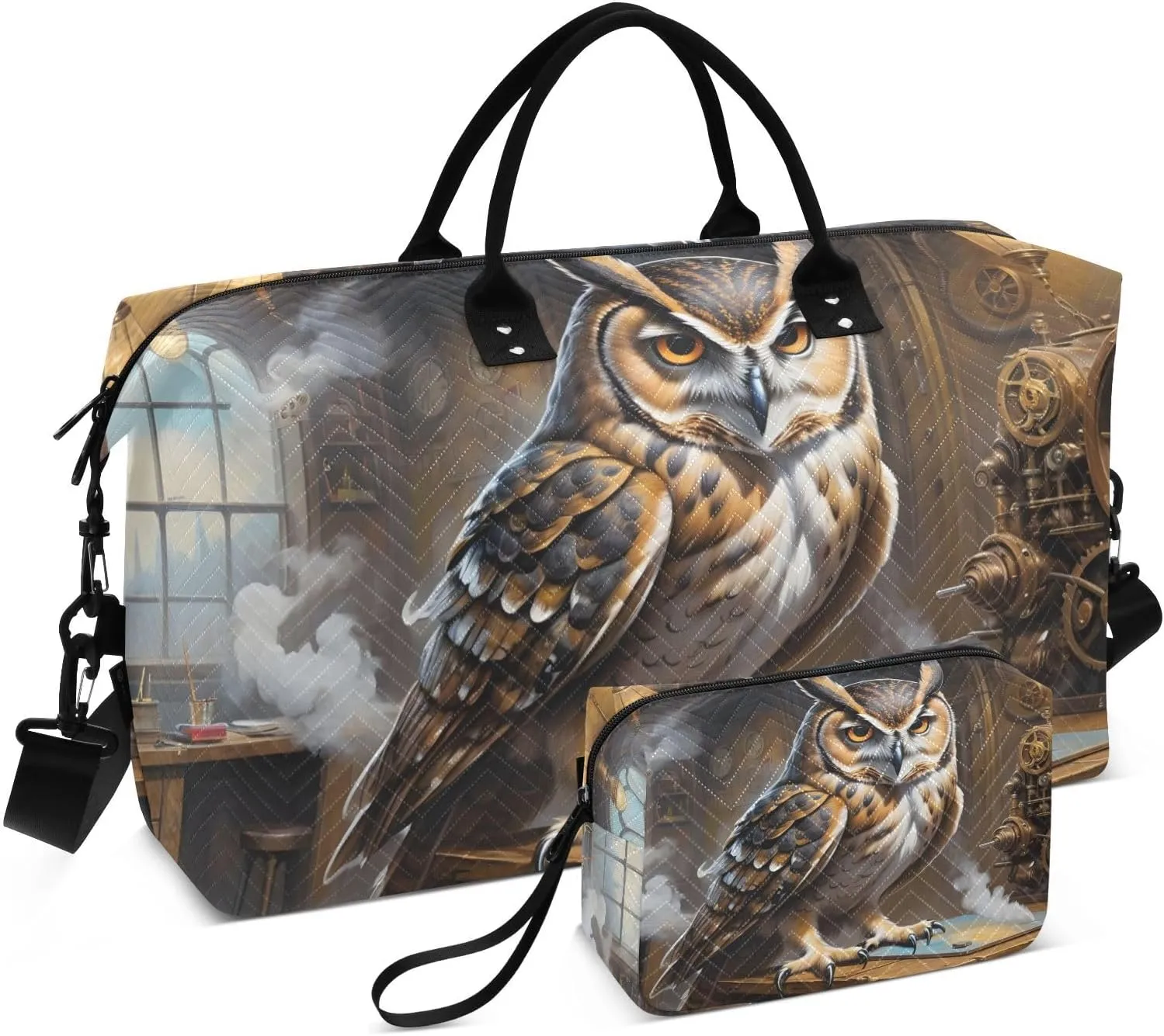 Large Travel Duffel Bag, Owl Classroom Sports Tote Gym Bag, Shoulder Weekender Overnight Bag for Women Men, Carry On Luggage with Toiletry Bags