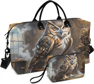 Large Travel Duffel Bag, Owl Classroom Sports Tote Gym Bag, Shoulder Weekender Overnight Bag for Women Men, Carry On Luggage with Toiletry Bags