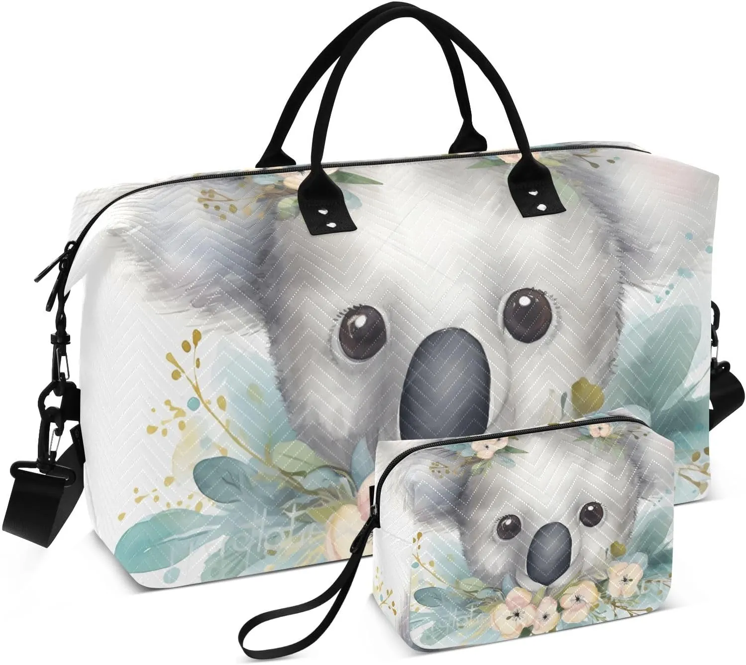 Large Travel Duffel Bag, Sloth Face Garland Sport Tote Gym Bag, Shoulder Weekender Overnight Bag for Women Men, Carry On Luggage with Toiletry Bag
