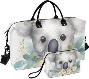 Large Travel Duffel Bag, Sloth Face Garland Sport Tote Gym Bag, Shoulder Weekender Overnight Bag for Women Men, Carry On Luggage with Toiletry Bag