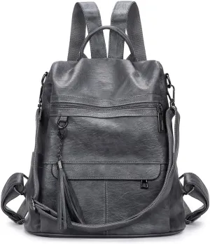 Leather Backpack Purse for Women Fashion PU Designer Large Shoulder Bag Designer Tassel Rucksack Ladies Tote Handbag