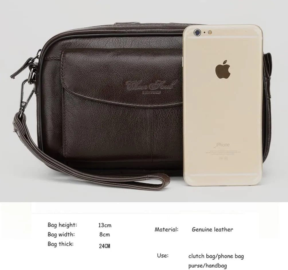 Leather Clutch Purse Wallet for Men Handbags Business Organizer Phone Holder Wrist Bag