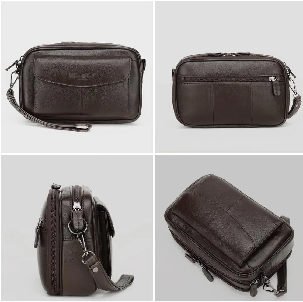 Leather Clutch Purse Wallet for Men Handbags Business Organizer Phone Holder Wrist Bag