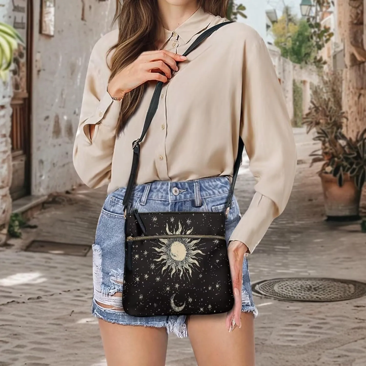 Leather Purses for Women, Leather Hobo Bags for Women Travel Sling Purse Triple Zippered Pockets Shoulder Bag