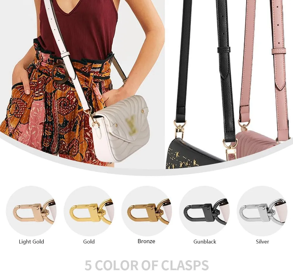 Leather Strap for Purse Replacement Purse Straps Crossbody Leather Bag Strap Strap for Purse Light Gold Clasp Pink
