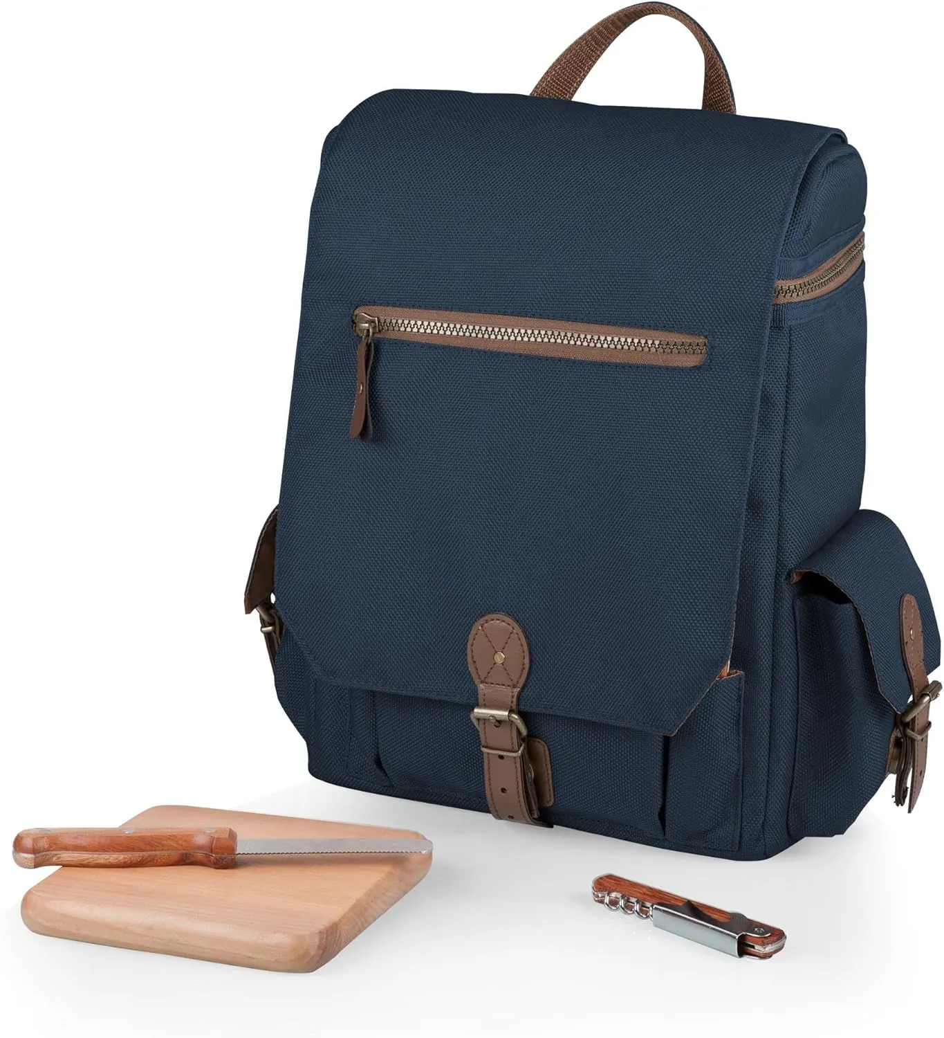 LEGACY - a Picnic Time brand Moreno 3-Bottle Wine & Cheese Tote, Padded Wine Carry Tote Bag with Handle and Adjustable Shoulder Strap, (Navy Blue)