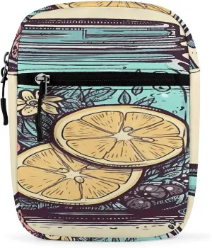 Lemon Slices in Cup Small Satchel Mini Crossbody Sling Bag Shoulder Bag for Men Women Workout Travelling