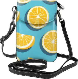 Lemon Wedges Women'S Crossbody Bag, Zipper Phone Wallet, Cute Purse, Shoulder Bag, Detachable Shoulder Strap, Black