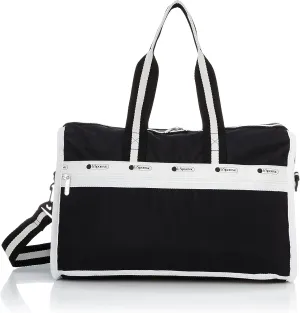 LeSportsac Spectator Black Deluxe Medium Weekender Crossbody Bag, Style 4318/Color E849, Modern Sleek Black & Crisp White Unite in Fashion Trending 2 Tone Spectator Style Sophisticated Travel Bag