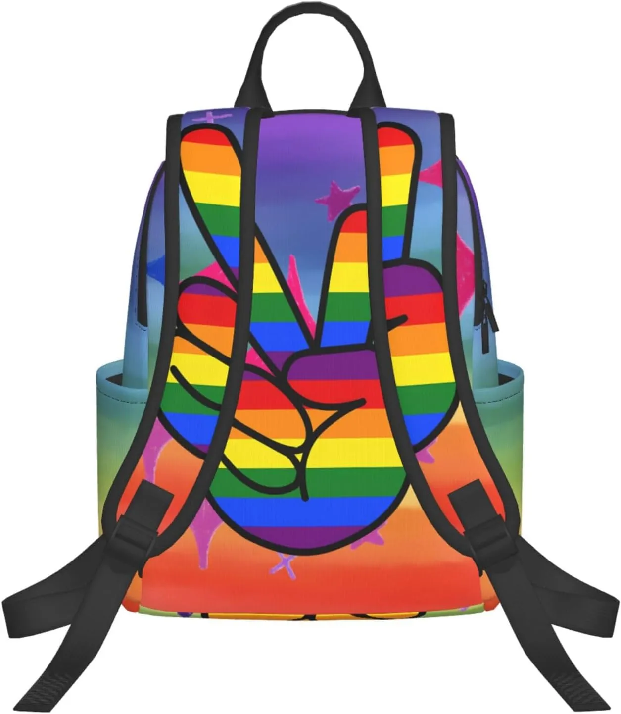 LGBT Gay Pride Rainbow Two Fingers Travel Laptop Backpack Casual Backpacks Double Shoulder Daypack Notebook Rucksack Work Bags Sports Bag for Gym Hiking Camping Beach