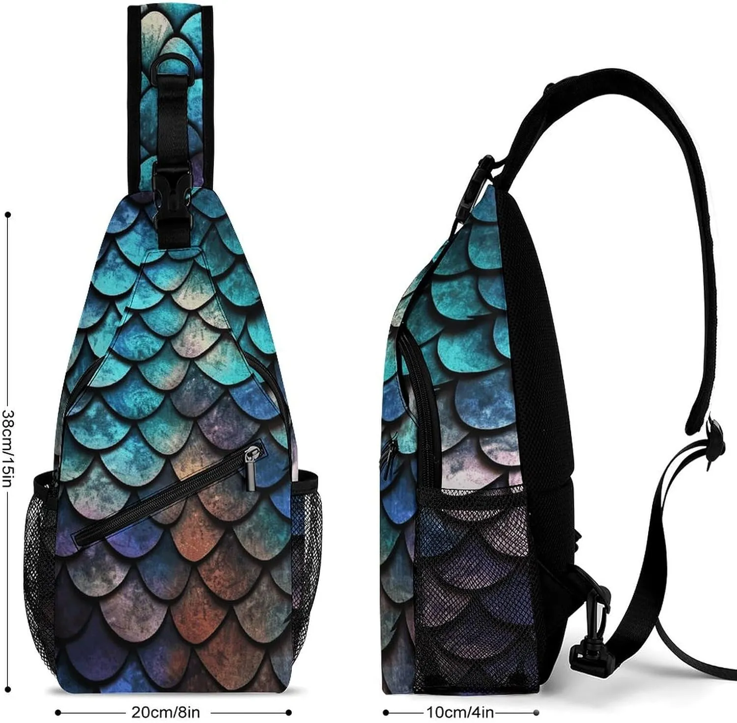 Lightweight Chest Bag Crossbody Bag 3D Magical Dragon Scales Pattern Sling Backpack for Women Men Sports Travel