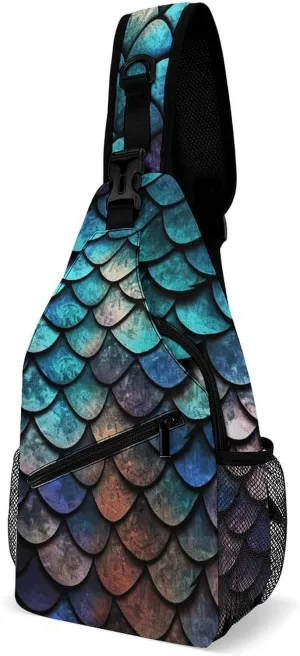 Lightweight Chest Bag Crossbody Bag 3D Magical Dragon Scales Pattern Sling Backpack for Women Men Sports Travel