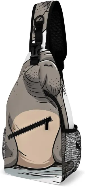 Lightweight Chest Bag Crossbody Bag Cute Walrus Sling Backpack for Women Men Sports Travel