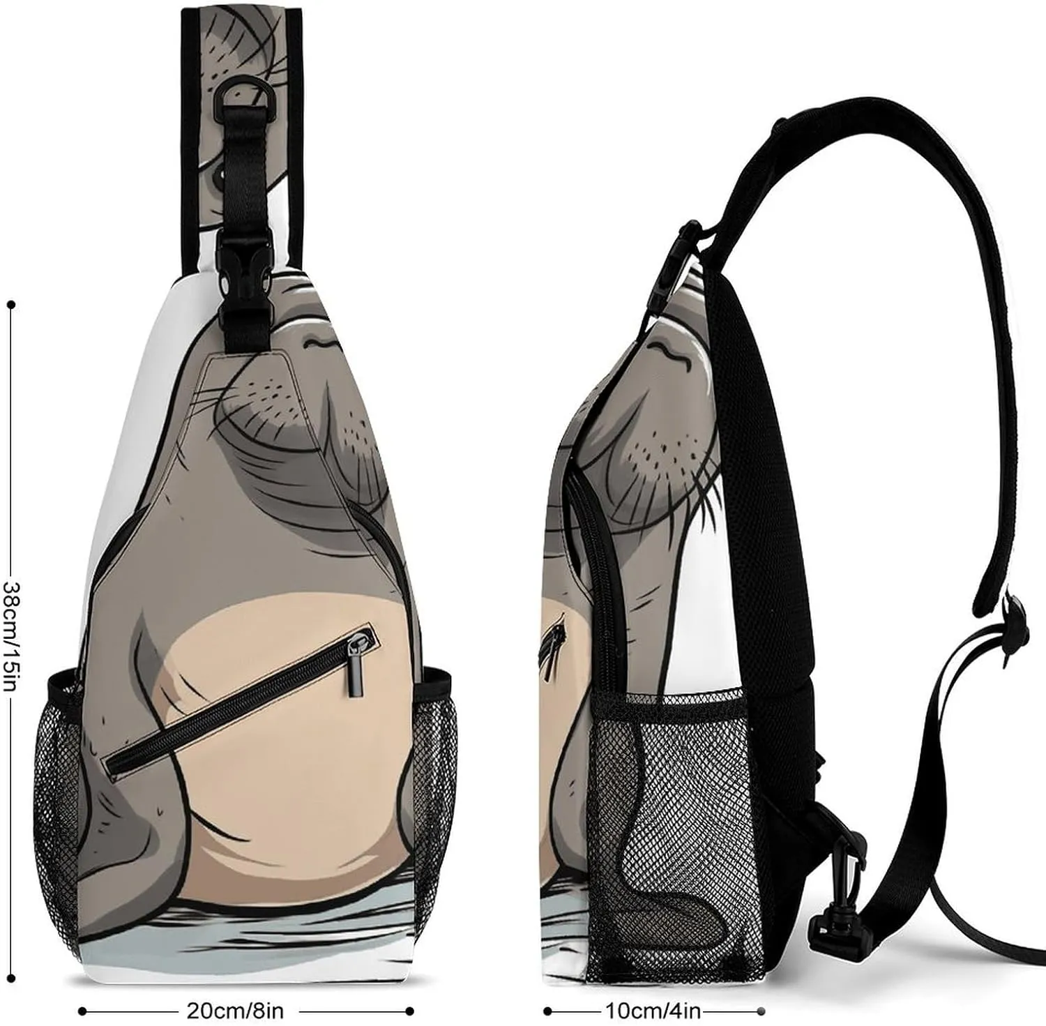 Lightweight Chest Bag Crossbody Bag Cute Walrus Sling Backpack for Women Men Sports Travel