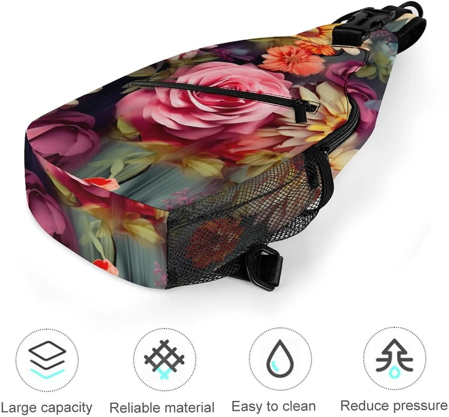 Lightweight Chest Bag Crossbody Bag Flower Cluster Sling Backpack for Women Men Sports Travel