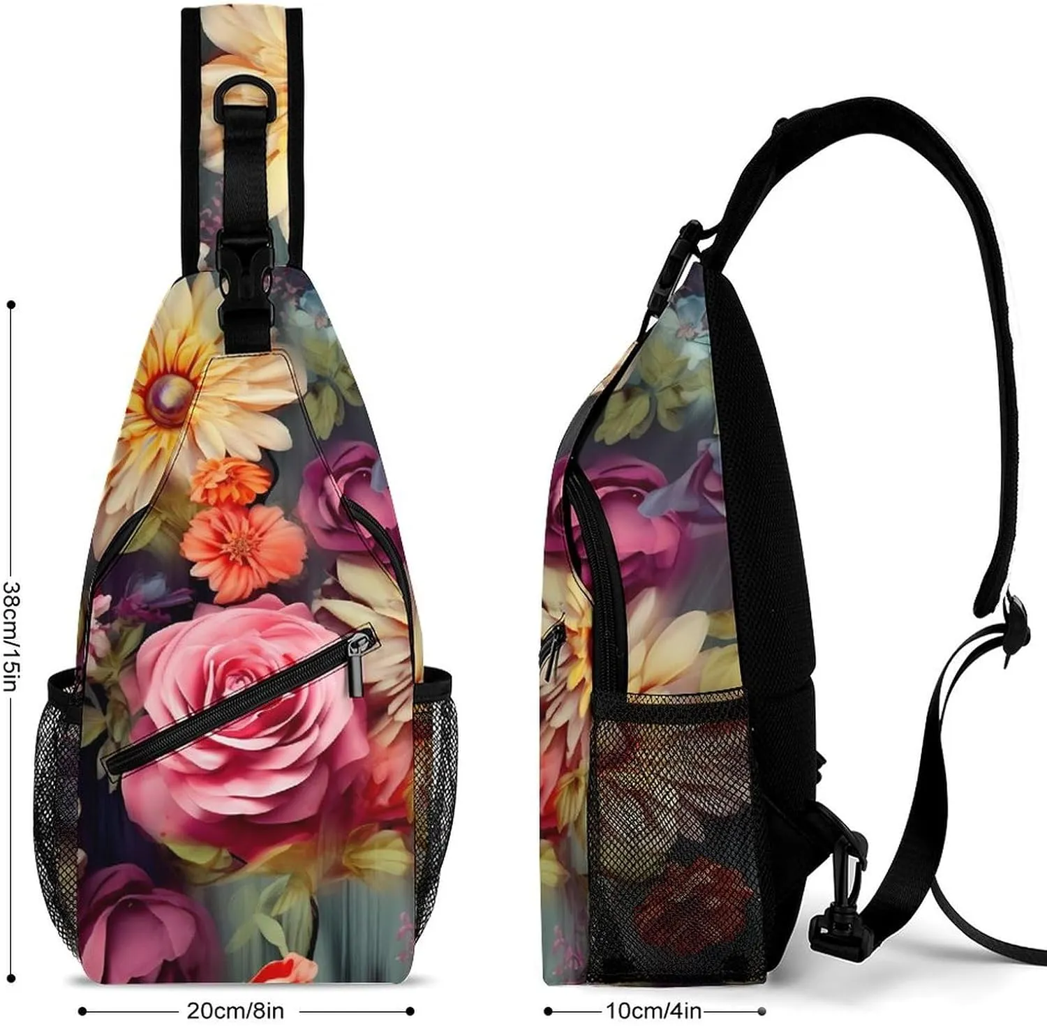 Lightweight Chest Bag Crossbody Bag Flower Cluster Sling Backpack for Women Men Sports Travel