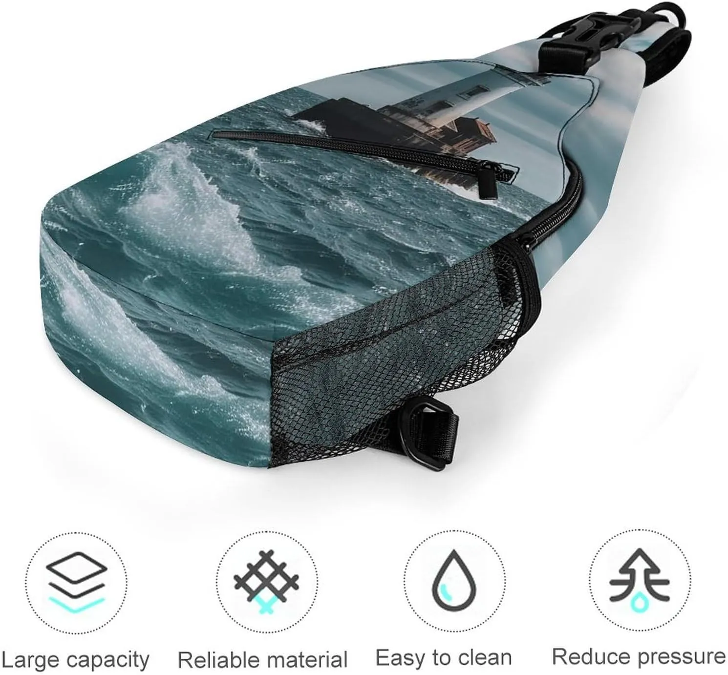 Lightweight Chest Bag Crossbody Bag Lighthouse Ocean Sling Backpack for Women Men Sports Travel