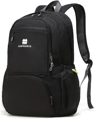 Lightweight Packable Travel Backpack, 30L Black Daypack Hiking Backpack for Women Men, Waterproof and Foldable, Travel Backpack Carry on Flight Approved