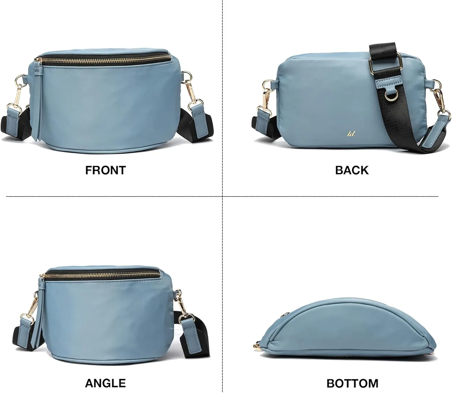 Like Dreams Small Crossbody Bum Bag for Women | Lightweight Nylon Fanny Pack with Detachable Airpods Pouch | Stylish Crossbody Bag (Blue)