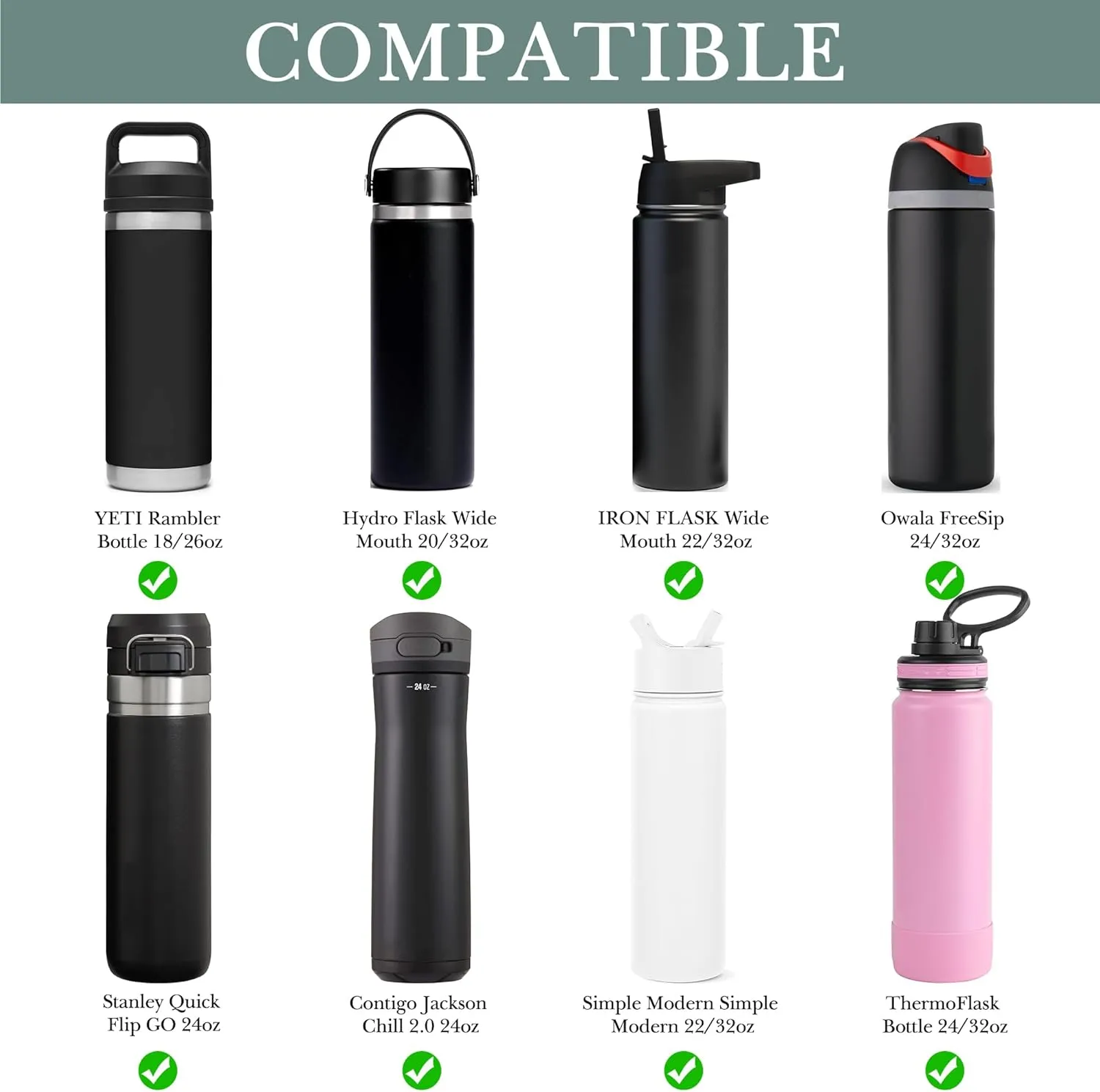 Linkidea Water Bottle Carrier with Strap Compatible with Hydroflask Wide Mouth 20oz/32oz, YETI Rambler Bottle 18oz/26oz, Waterbottle Sling Bag Holder, Shoulder Strap with Phone Pocket, Grey
