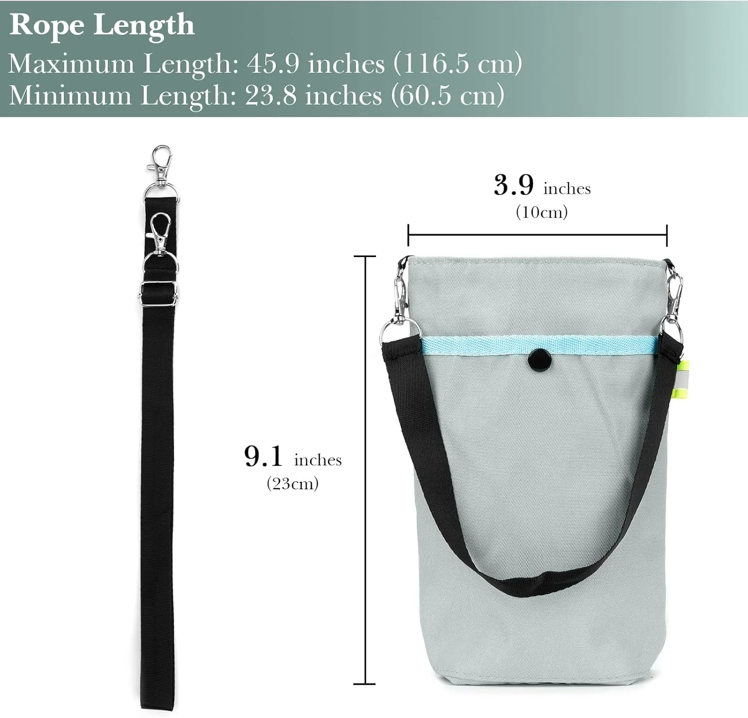 Linkidea Water Bottle Carrier with Strap Compatible with Hydroflask Wide Mouth 20oz/32oz, YETI Rambler Bottle 18oz/26oz, Waterbottle Sling Bag Holder, Shoulder Strap with Phone Pocket, Grey
