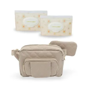 Lion & Light Diaper Bag – Mini Diaper Bag with Changing Pad and 2-Pack Baby Wipes Dispenser | Fanny pack crossbody bags with Reusable Wipes Case | Baby Tote with Adjustable Strap & Zippered Pockets