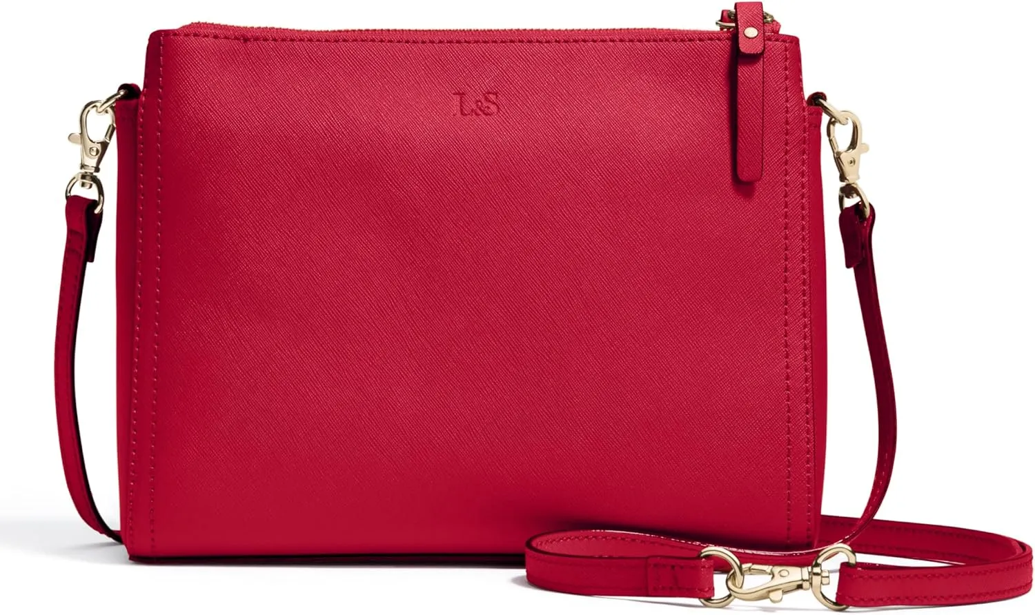 Lo & Sons The Pearl Crossbody Bag - Premium Saffiano Leather Bag with Convertible Strap | Lightweight Textured Leather