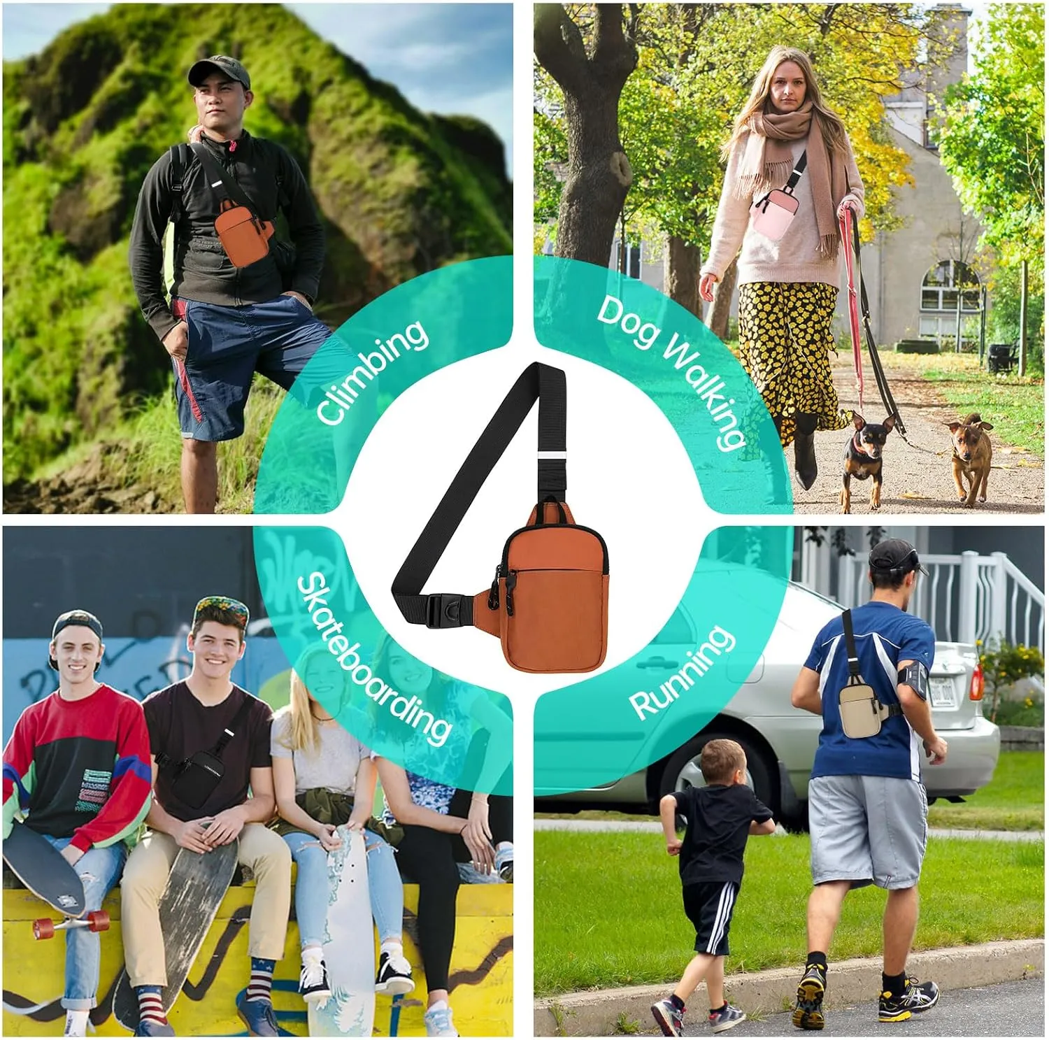 Long Keeper Mini Sling Bag - Men Women Small Waterproof Crossbody Bag Casual Phone Chest Bag for Travelling Hiking