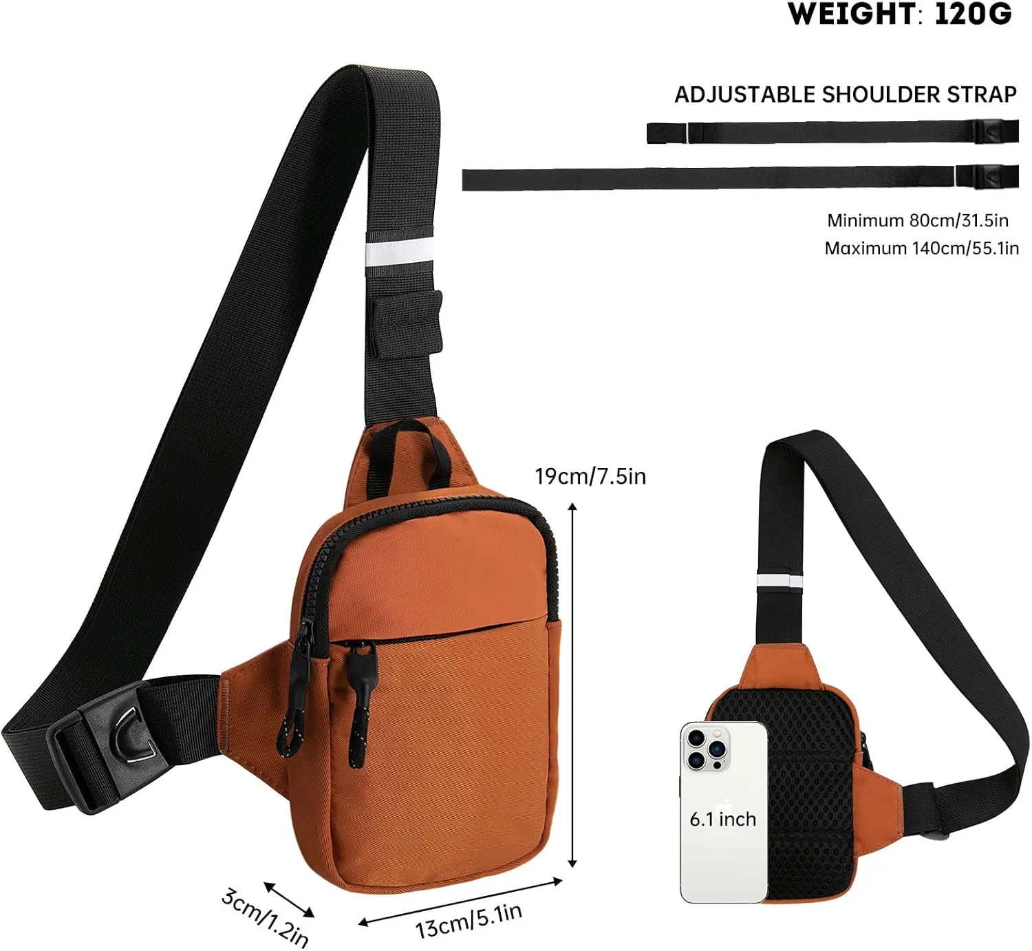 Long Keeper Mini Sling Bag - Men Women Small Waterproof Crossbody Bag Casual Phone Chest Bag for Travelling Hiking