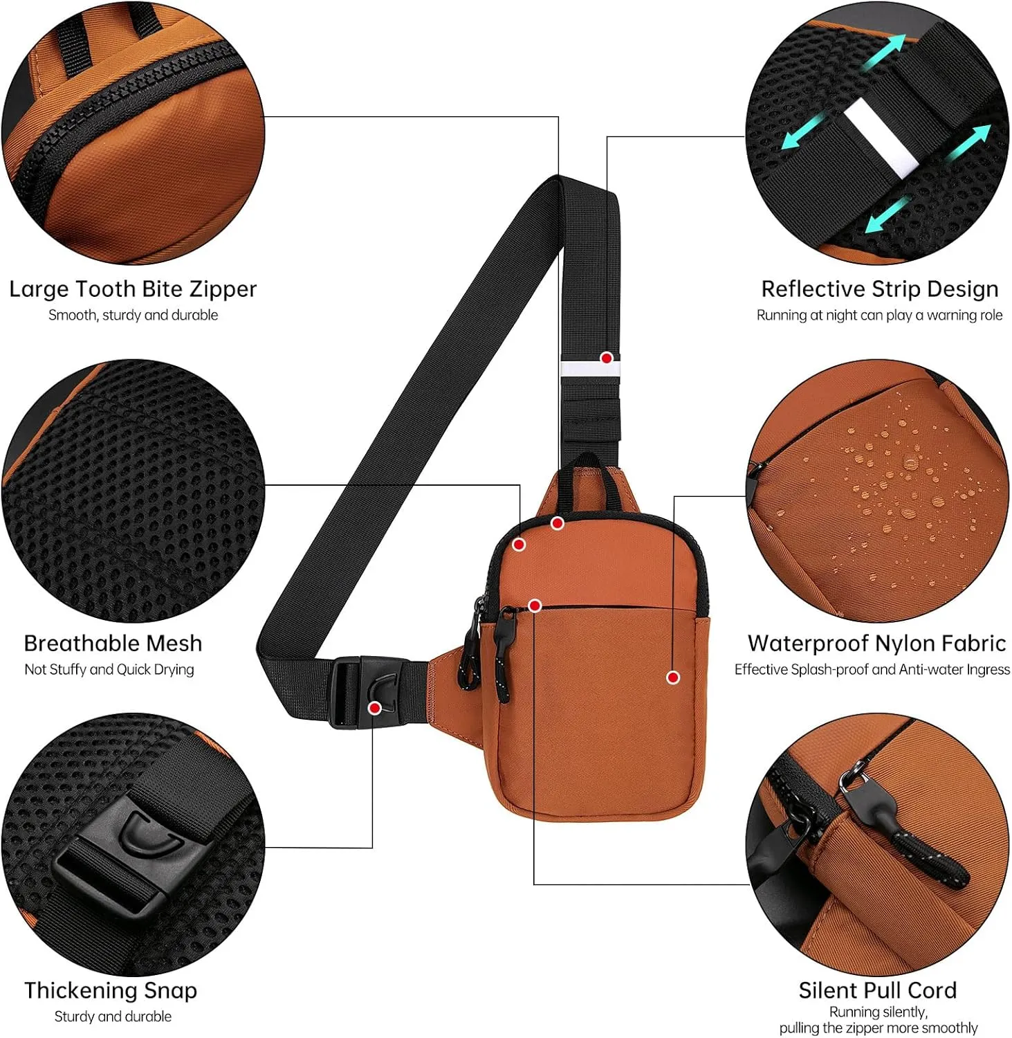 Long Keeper Mini Sling Bag - Men Women Small Waterproof Crossbody Bag Casual Phone Chest Bag for Travelling Hiking