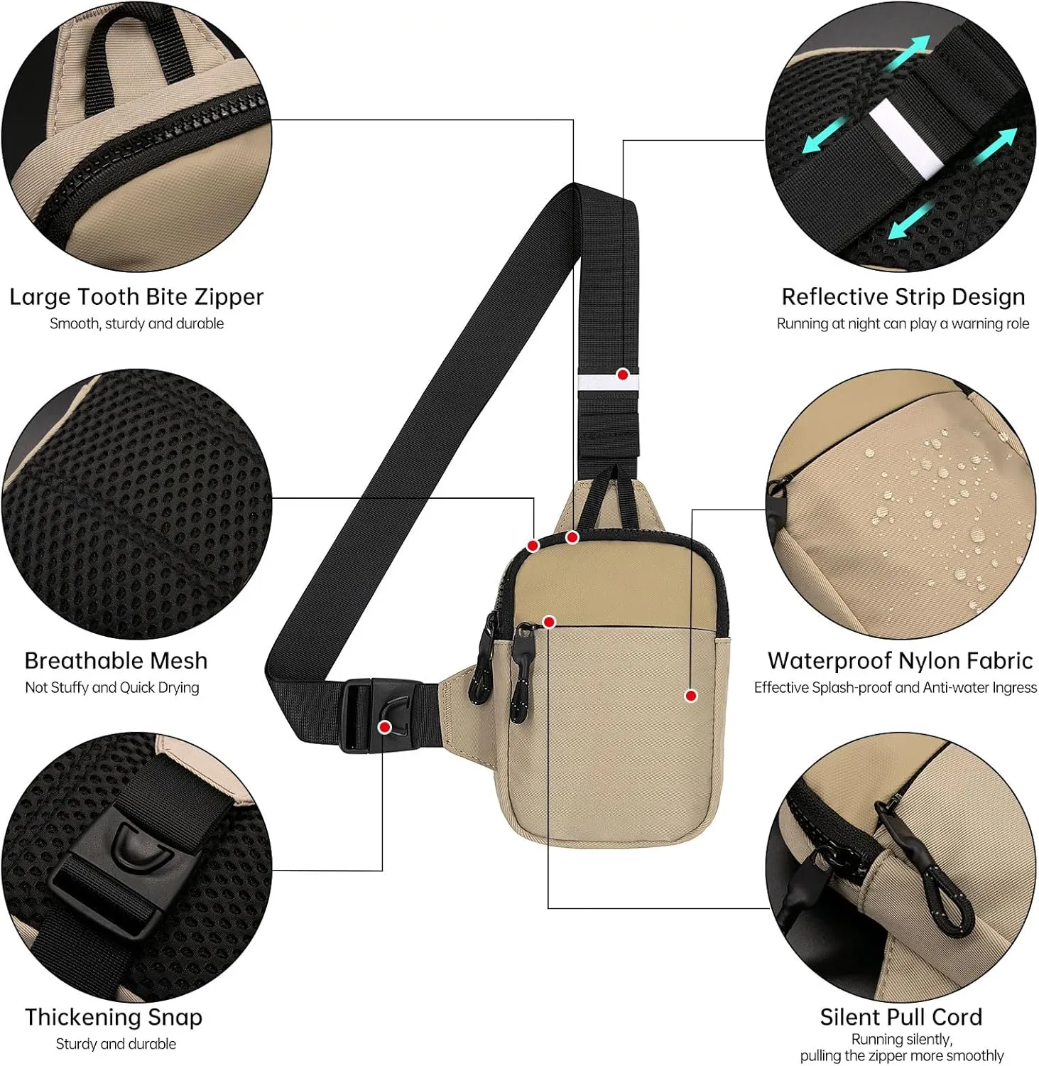 Long Keeper Mini Sling Bag - Men Women Small Waterproof Crossbody Bag Casual Phone Chest Bag for Travelling Hiking