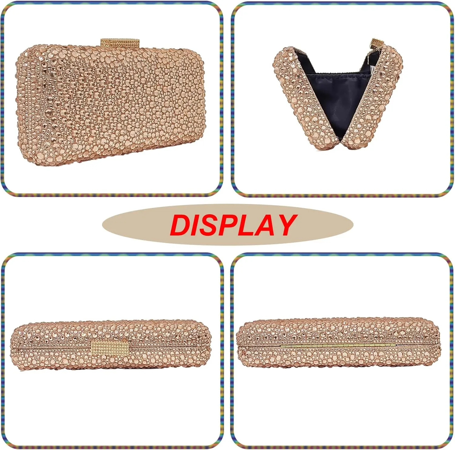 Long Rhinestone Box Evening Bag Women Formal Gathering Party Crystal Clutch Bridal Purse