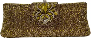 Long Rhinestone Box Evening Bag Women Formal Gathering Party Floral Handbag Clutch Purse Prom Bag