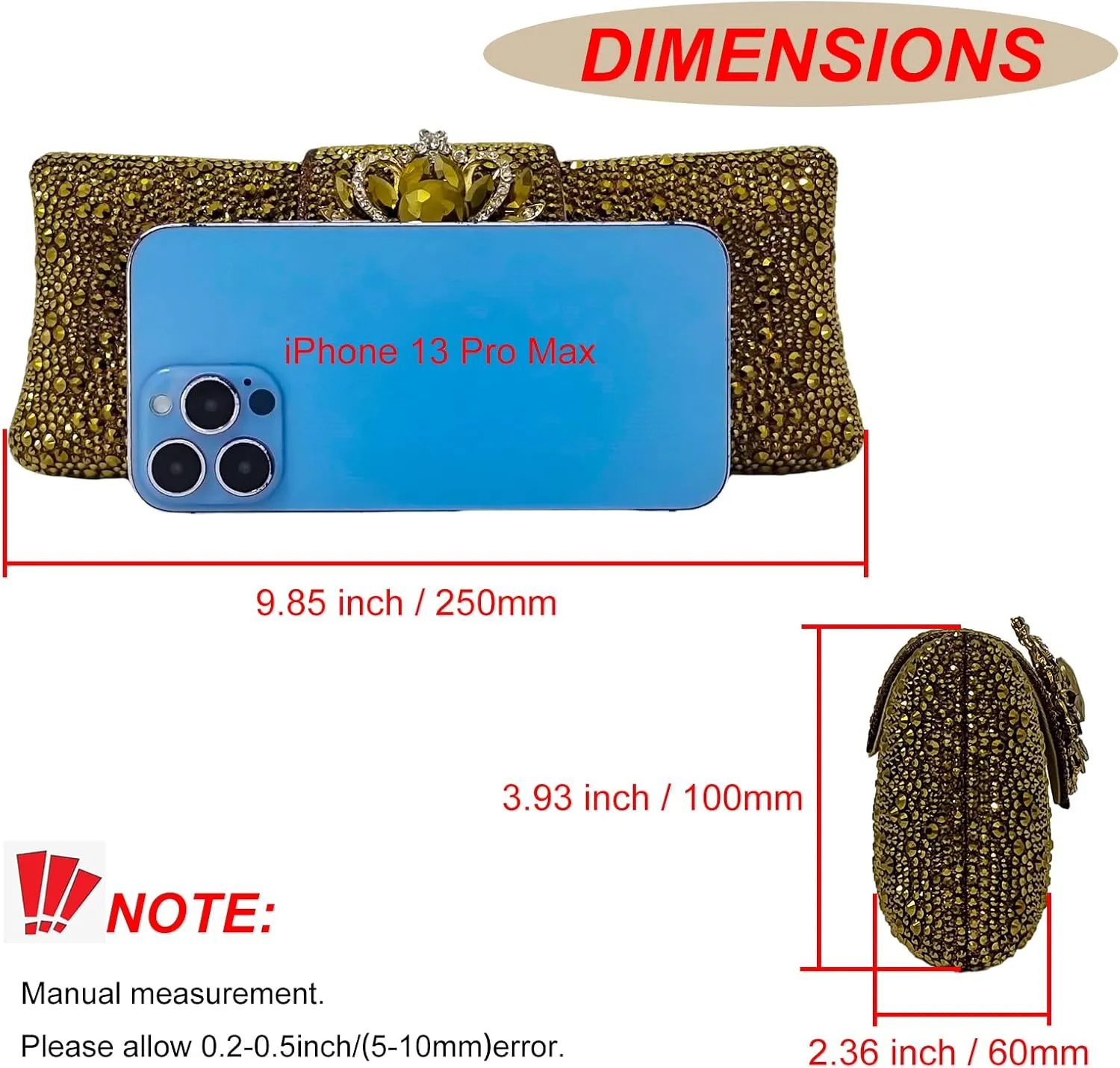 Long Rhinestone Box Evening Bag Women Formal Gathering Party Floral Handbag Clutch Purse Prom Bag