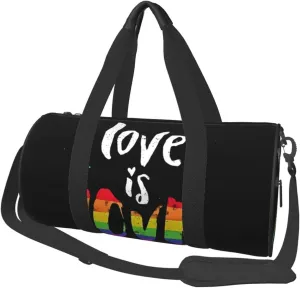 love is love LGBT Pride Rainbow Gay Round Travel Duffel Bag Large Capacity Gym Sports Bags for Hiking Vacation Trips
