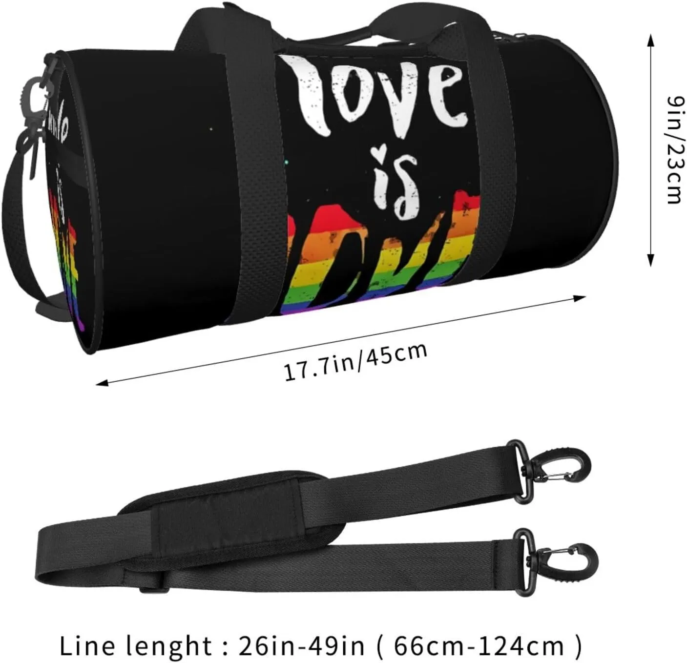 love is love LGBT Pride Rainbow Gay Round Travel Duffel Bag Large Capacity Gym Sports Bags for Hiking Vacation Trips