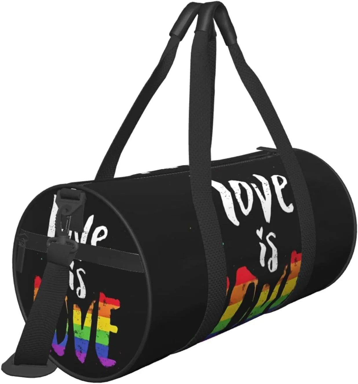 love is love LGBT Pride Rainbow Gay Round Travel Duffel Bag Large Capacity Gym Sports Bags for Hiking Vacation Trips