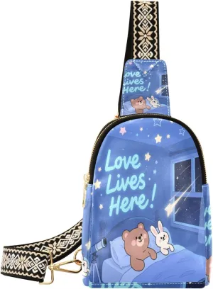 Love Lives Here Animal Bear Rabbit body fanny pack lightweight travel bag for men for day pack