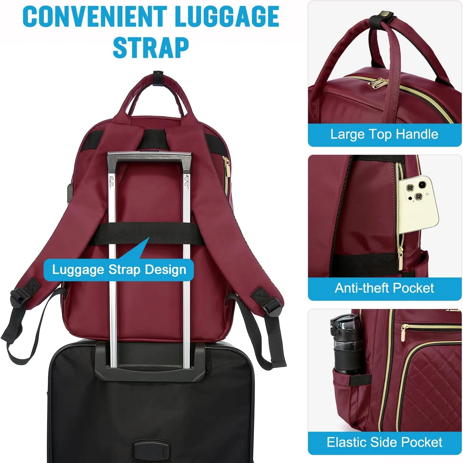 LOVEVOOK 18" Laptop Backpack for Women, Water Resistant Large Travel Work Backpacks Purse Stylish College Business Teacher Nurse Computer Bag with USB Charging Port