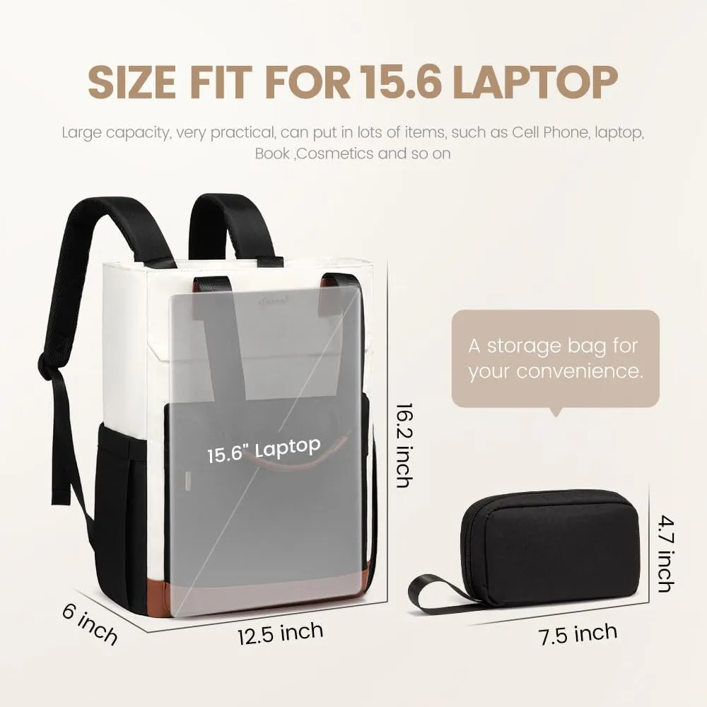 LOVEVOOK Laptop Backpack for Women，15.6 Inch Small Laptop Bag for Women，Travel Work Backpack，Water-Resistant Convertible Teacher Nurse Bag with Purse