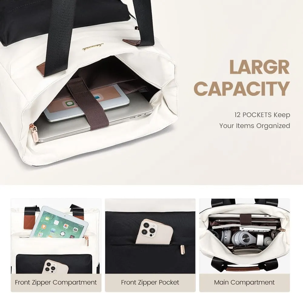 LOVEVOOK Laptop Backpack for Women，15.6 Inch Small Laptop Bag for Women，Travel Work Backpack，Water-Resistant Convertible Teacher Nurse Bag with Purse