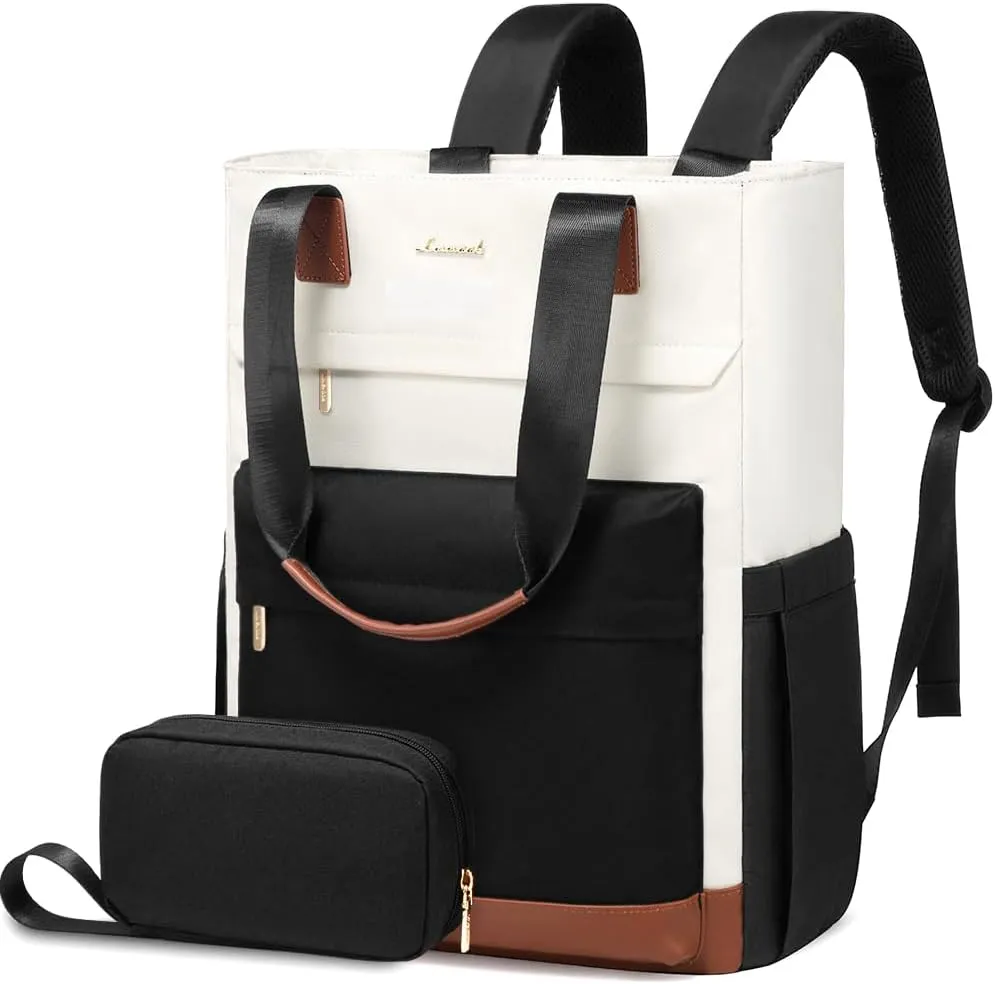 LOVEVOOK Laptop Backpack for Women，15.6 Inch Small Laptop Bag for Women，Travel Work Backpack，Water-Resistant Convertible Teacher Nurse Bag with Purse