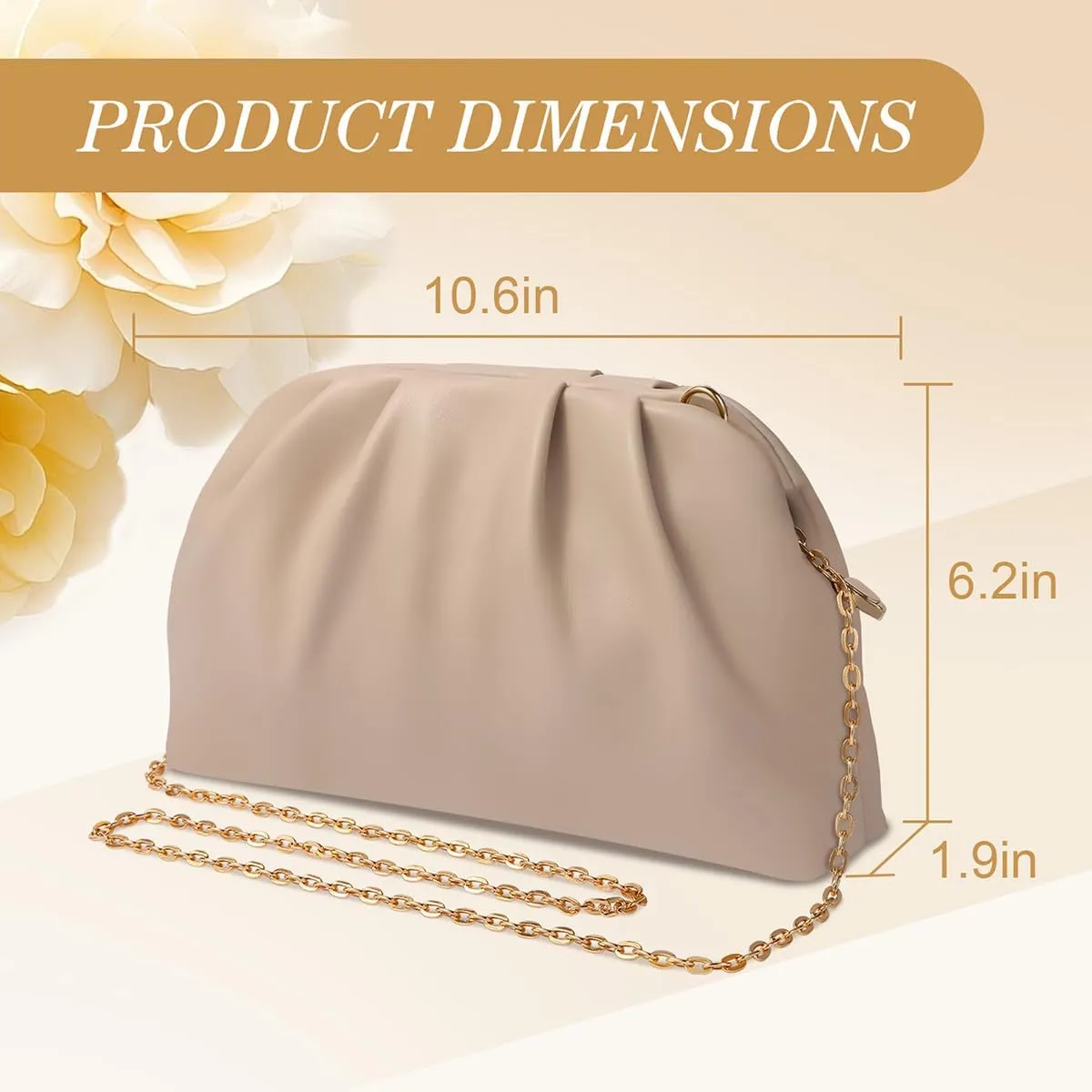 lovyoCoCo Clutch Purse for Women Soft Pleated PU Wedding Clutch, Elegant Evening Bag for Galas, Proms,Cocktail Parties