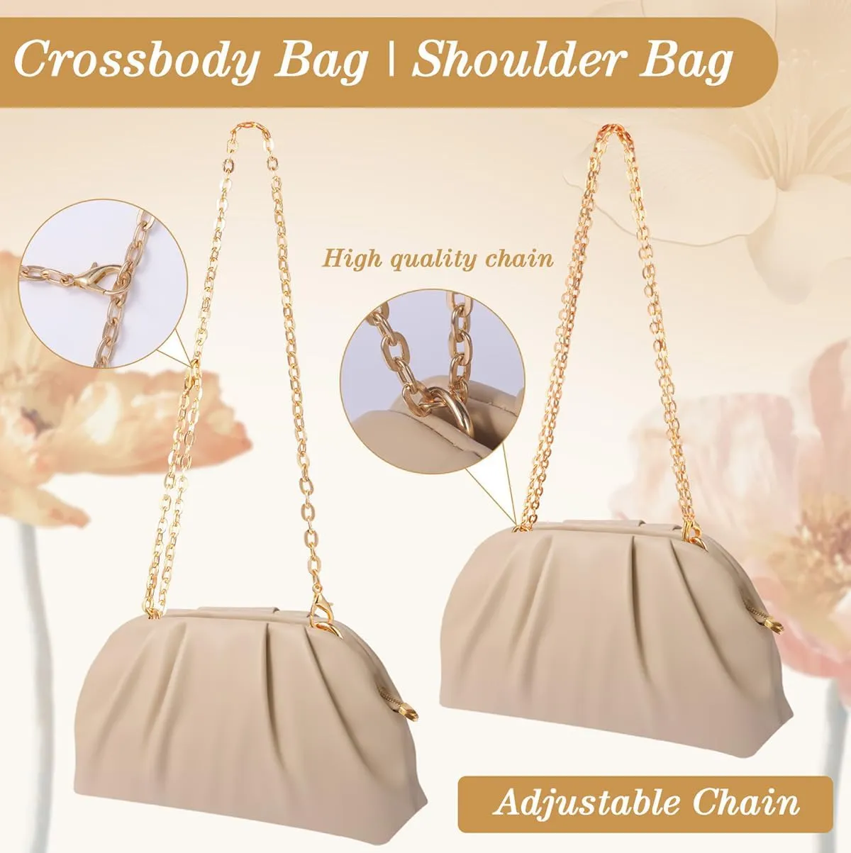 lovyoCoCo Clutch Purse for Women Soft Pleated PU Wedding Clutch, Elegant Evening Bag for Galas, Proms,Cocktail Parties