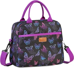 Lunch Bag for Women, Insulated Lunch Box Bag Butterfly Thermal Lunch Tote with Removable Shoulder Strap, VONXURY